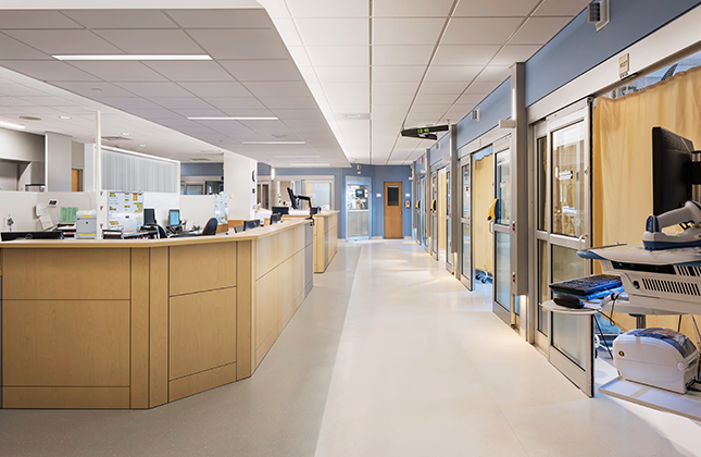 Lavallee Brensinger Architects Maine Medical Center Acute Care SCU2 Nurse Station
