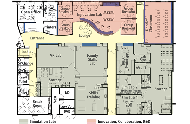 Floorplan Rendering of East Tennessee Children's Hospital (ETCH) Simulation Center.