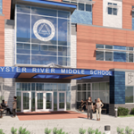 Rendering of front of Oyster River Middle School